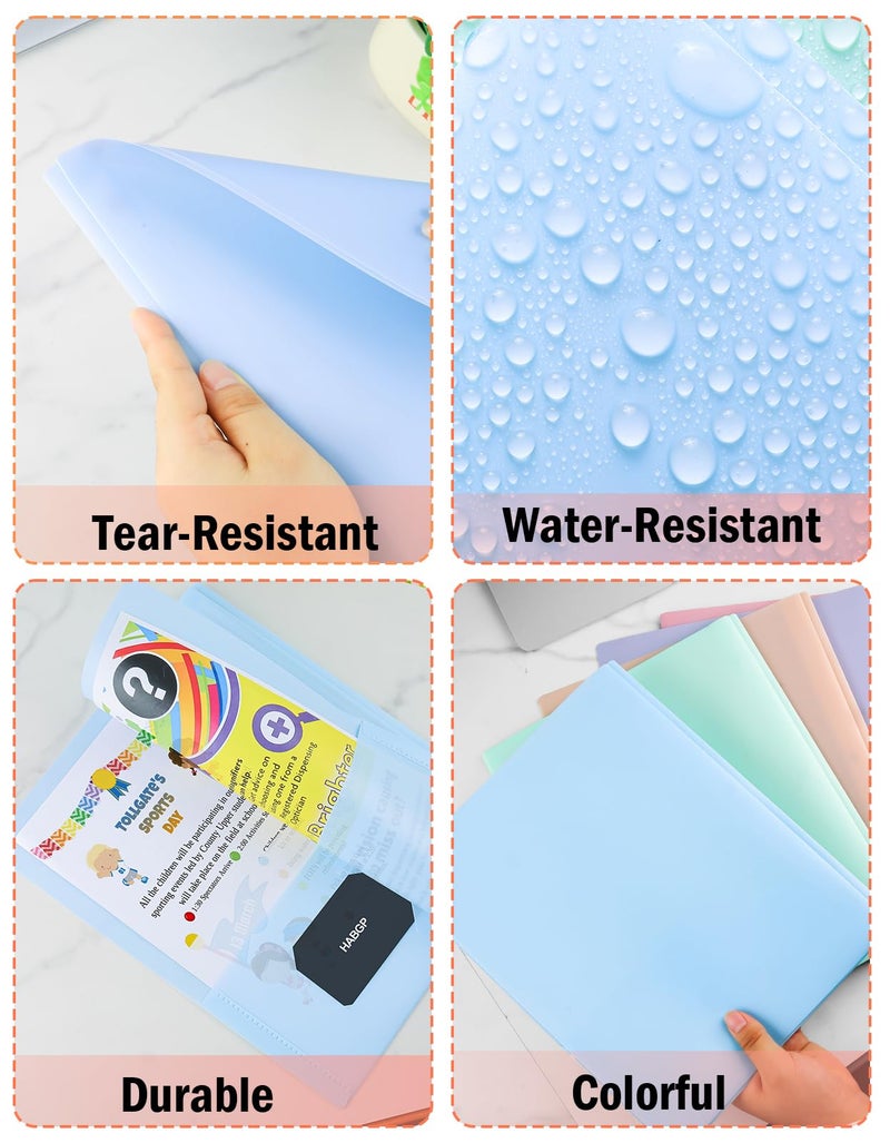 HABGP Two Pocket Folder With Prongs (5 Pack, Pastel Colors), Plastic Folders With Pockets and Business Card Holder, Fit Letter Size, for Organizing Papers in School, Office & Business - Image 4